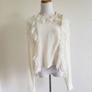 Faith Connexion Panna Ruffled Lace Details Blouse 100% Silk size Medium